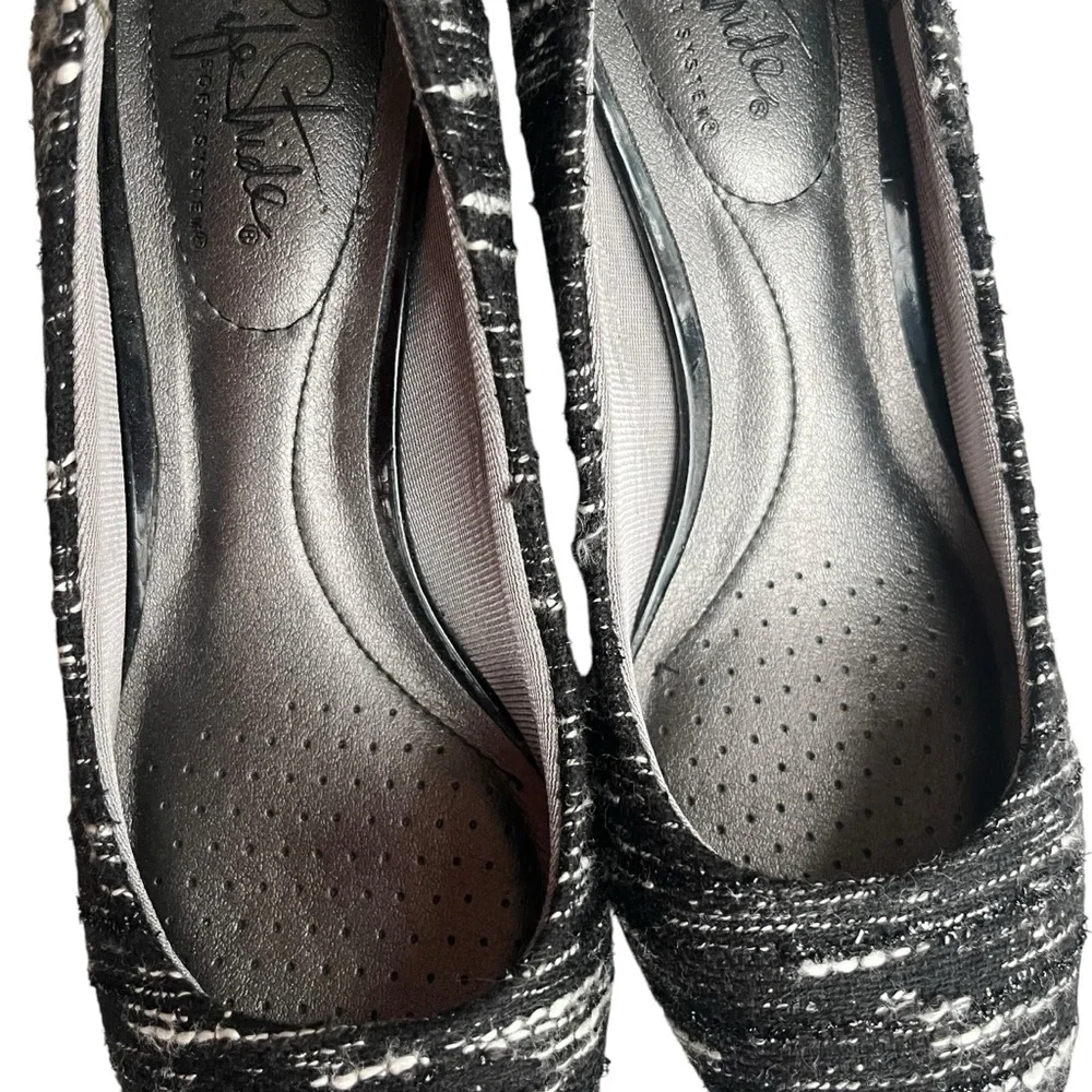 Lifestride Womens 7M Black White Shimmer Tweed Sevyn Flex Pointy Toe Heels Pumps